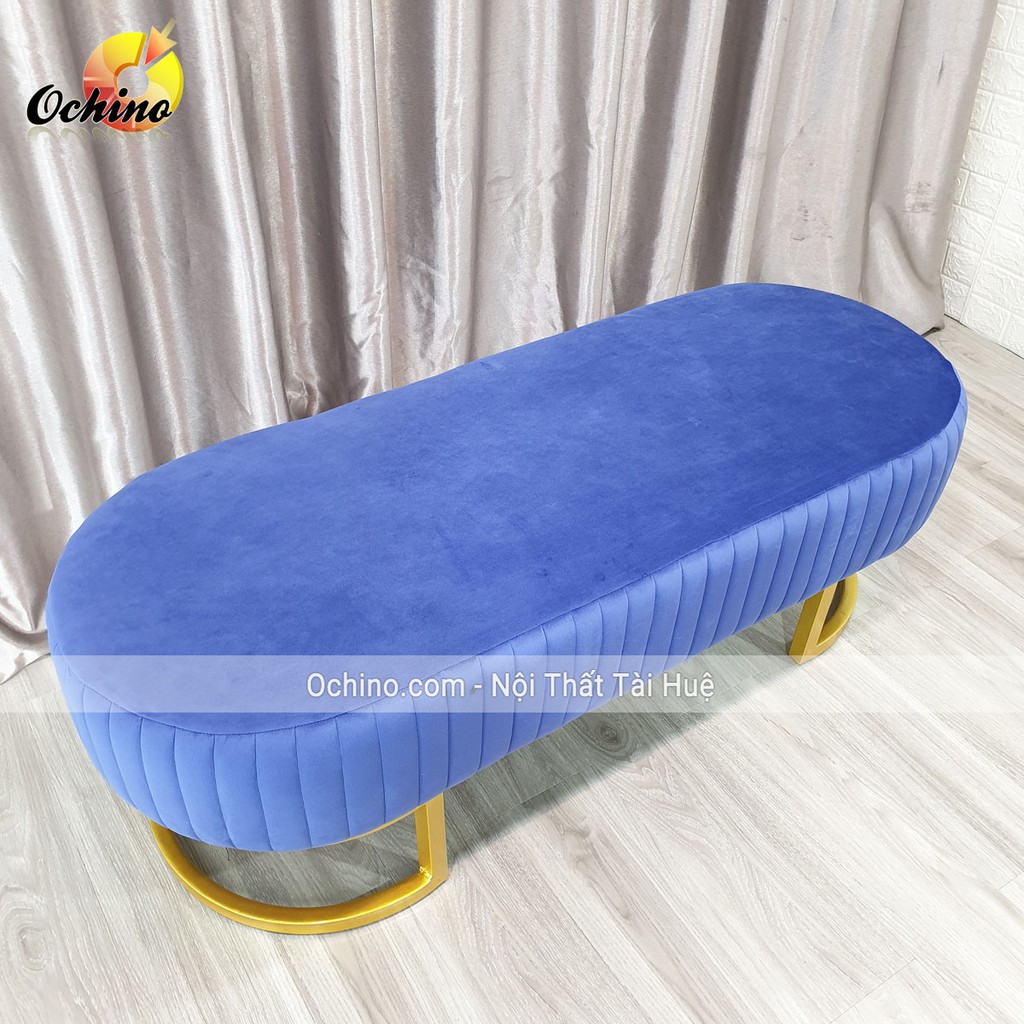 Ghế Dài Sofa Dài 80cm và 1m2, Ghế băng Dài Cho Shop Hình Bầu Dục Chân Vàng Cách Điệu