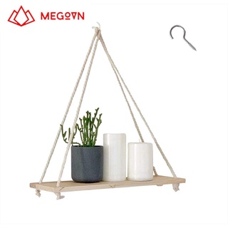 Kệ gỗ treo tường dây thừng, kệ trang trí MEGOVN, trang trí phòng khách, phòng ngủ