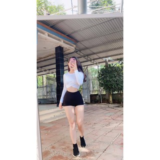 Croptop xoắn eo tay dài
