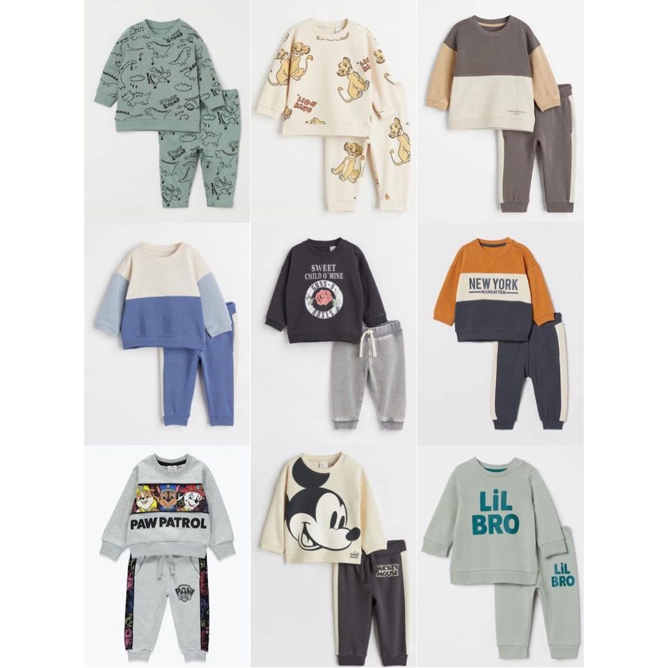 Bộ nỉ bông HM auth cho bé