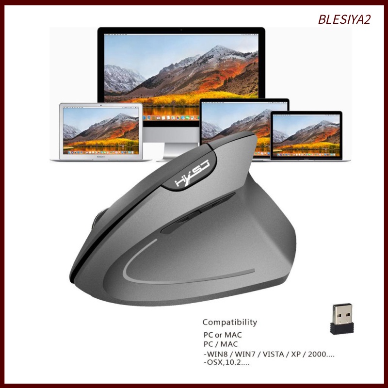 2.4G Ergonomic Optical Wireless Mouse 800/1600/2400DPI Vertical Mice Black