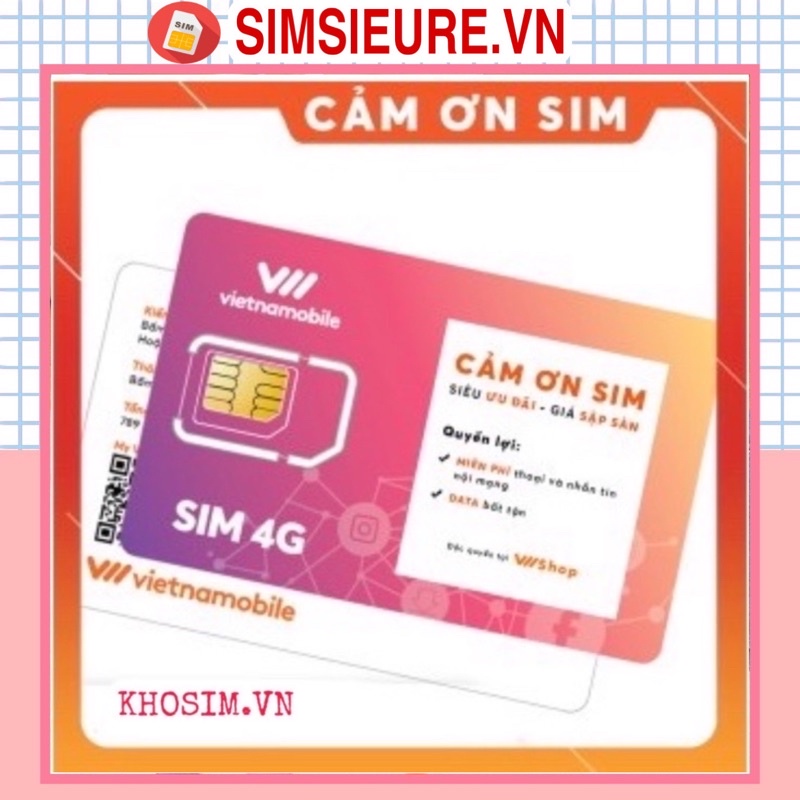 Sim Vietnamobile Gói Cảm Ơn 30gb/tháng Miễn phí tháng đầu