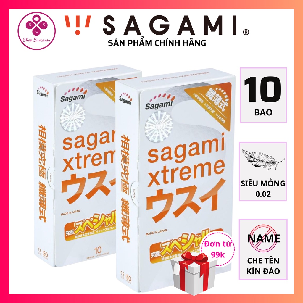 Bao cao su siêu mỏng Sagami Nhật Bản Xtreme Super Thin hộp 10 chiếc