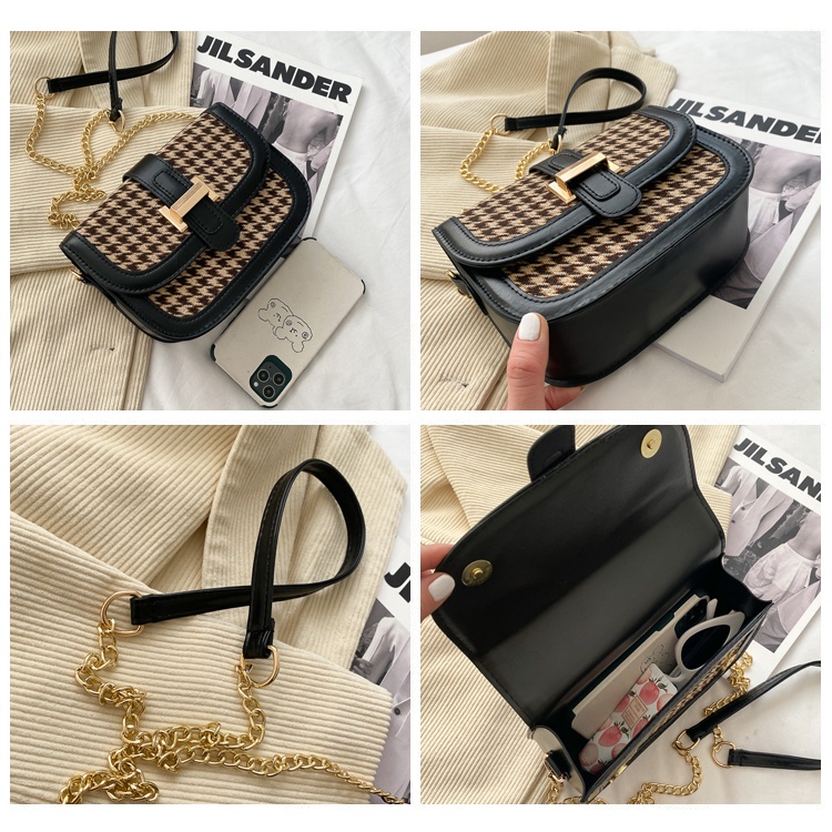 Túi xách nữ đeo vai đeo chéo Capucha T100 chất dạ phủ, dây xích mới về