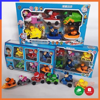 [Hàng siêu đẹp] Chó cứu hộ Paw Patrol đồ chơi cho các bé, mô hình 6 con, có thể tháo rời chó ra khỏi xe