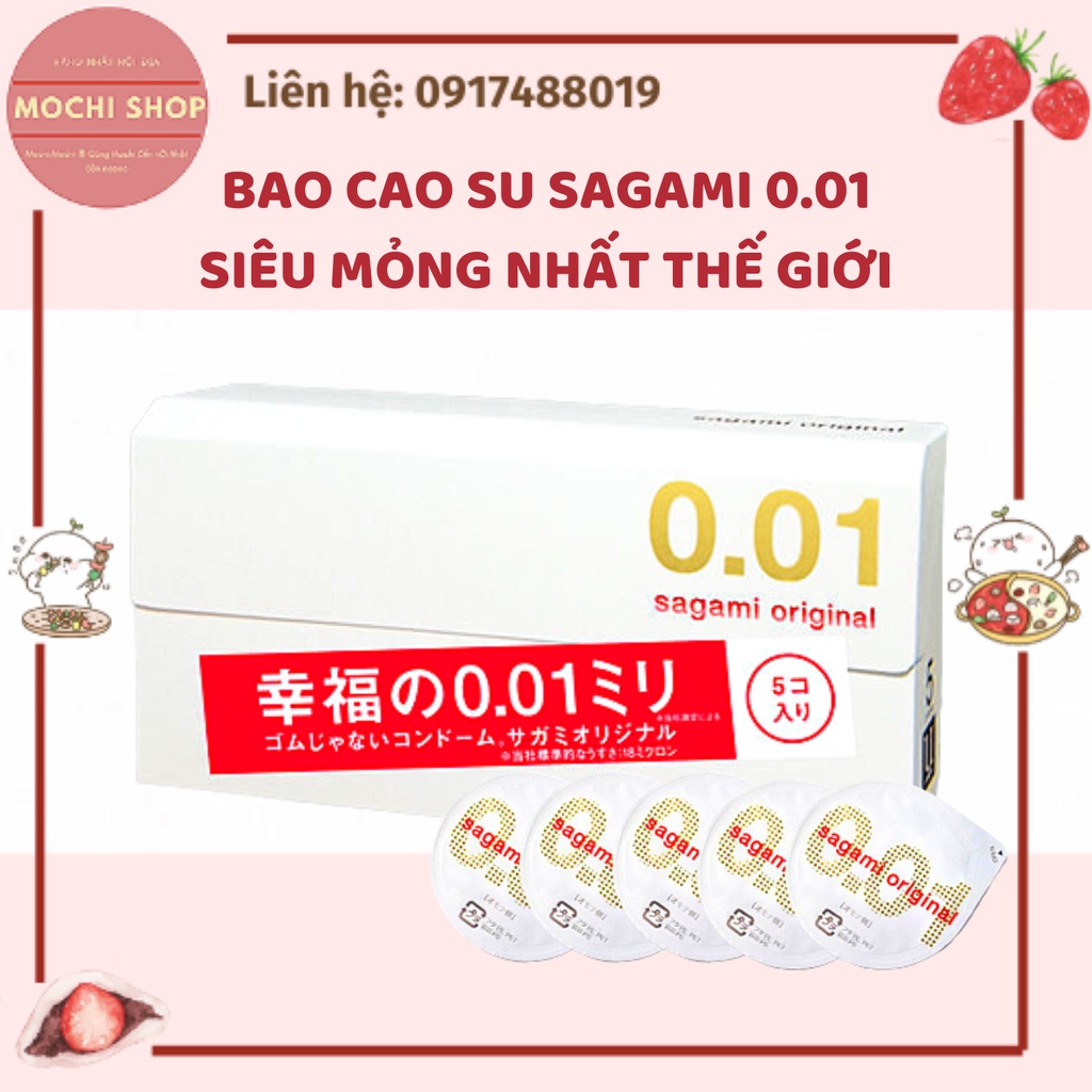 Bao cao su Sagami 001 siêu mỏng nhất thế giới, BCS siêu chân thật từ Nhật Bản (5 bao/hộp)