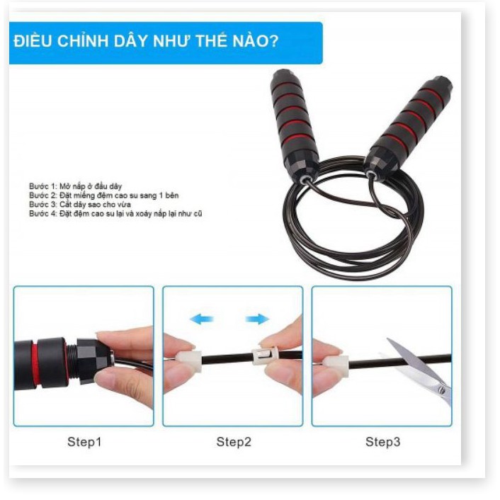 Dây nhảy tập thể dục thể thao lõi cáp cao cấp tập thể lực giảm cân giảm mỡ bụng đốt cháy calo, tập luyên kickbox, boxing