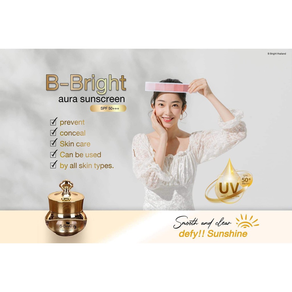 01 Kem Chống Nắng Che Khuyết Điểm B - BRIGHT Aura Sunscreen Thái Lan  SPF 50+++ 10gram