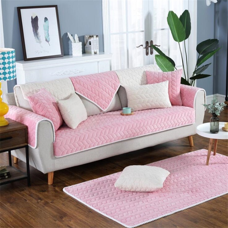 Vỏ Bọc Ghế Sofa Phối Ren Dày Dặn Chống Trượt Trang Trí Phòng Khách