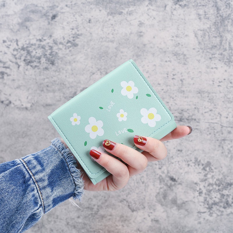 Ví nữ mini ngắn cầm tay  hoa cúc cực đẹp phong cách hàn quốc nhỏ gọn tiện lợi994