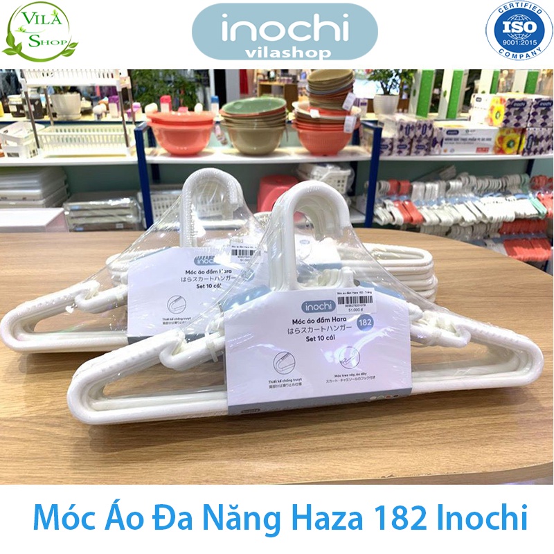 [ Set 10 ] Móc Treo Quần Áo, Móc Quần Áo  Đa Năng Hara 182, Bộ Sưu Tập Móc Quần Áo Người Lớn Nhựa Cao Cấp Inochi