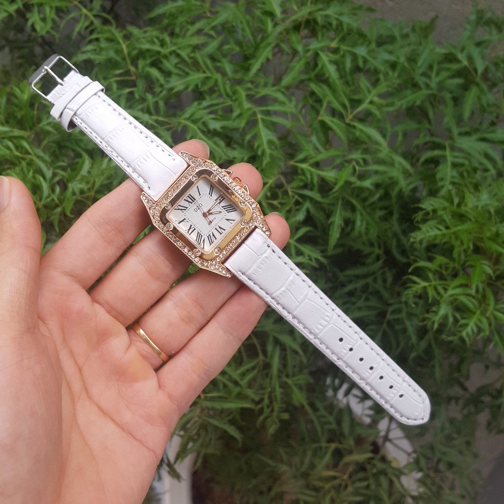 Đồng Hồ Nữ Thời Trang DZG Mặt Vuông Dây Da Đính Đá Sang Trọng | BigBuy360 - bigbuy360.vn