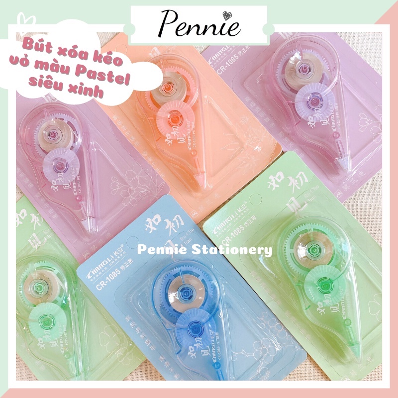 Bút xóa kéo Pennie vỏ nhiều màu Pastel xinh xinh tiện dụng