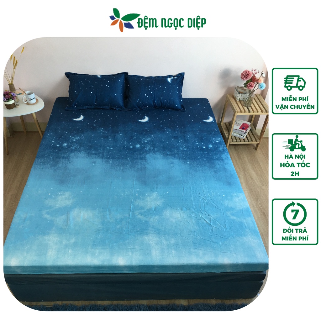 Ga giường bọc đệm 1m6 2m hoặc 1m8 2m kèm 2 vỏ gối nằm 40x60 cm, drap bọc nệm giá rẻ