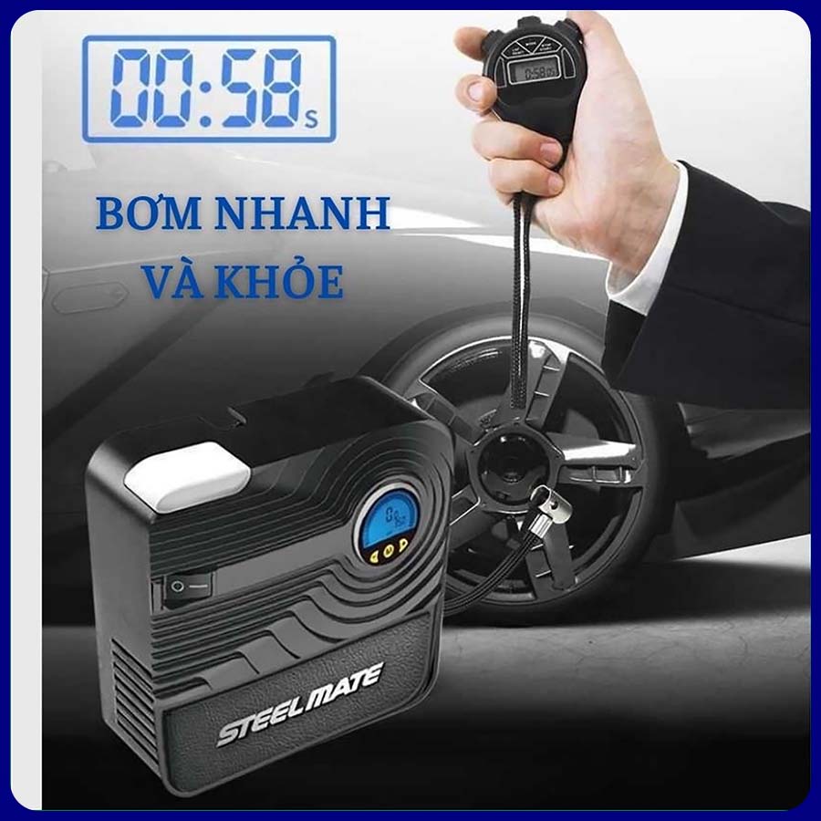 Bơm Lốp Ô Tô Điện Tử STEELMATE P03, P05 Tự Ngắt Thông Minh Chính Hãng Bảo Hành 12 Tháng MAX STORE