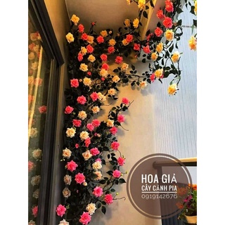 dây hồng leo hoa giả thân cổ 3m- hoa lụa