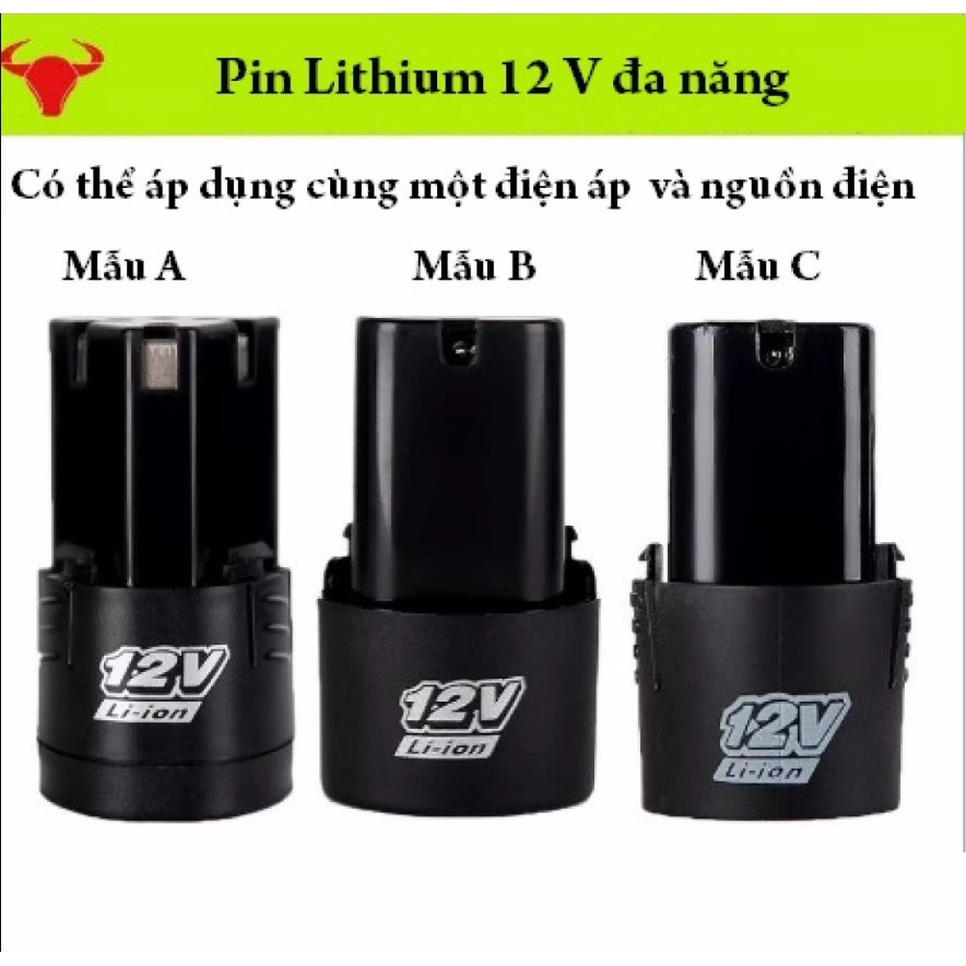 Pin 12V 1500mAh cho Máy Khoan Pin không dây Lomvum, FOTO - Pin máy khoan cầm tay