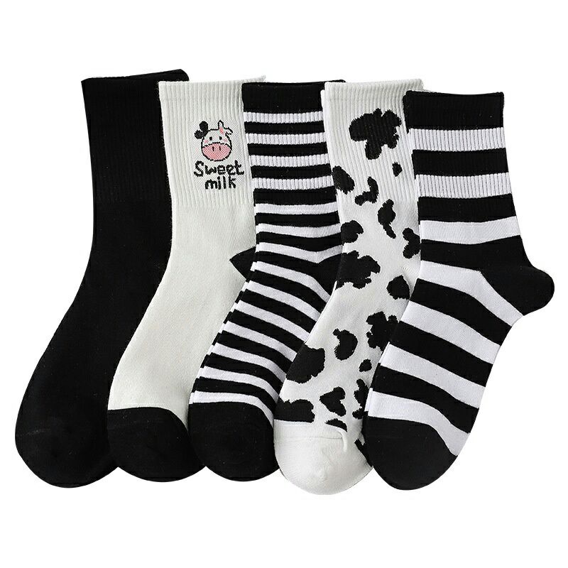 Tất cao cổ thời trang unisex phong cách Hàn Quốc họa tiết bò sữa cực cool cho giới trẻ