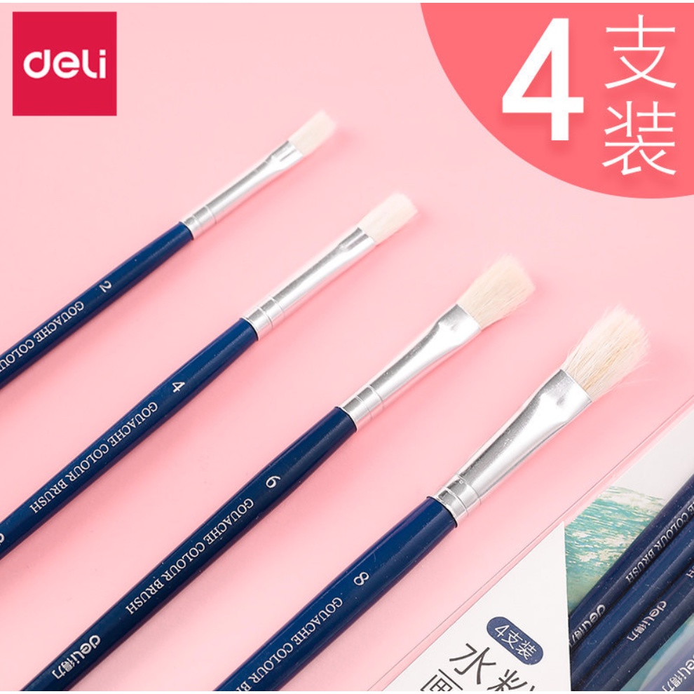 Bộ cọ vẽ chuyên nghiệp Deli dùng cho màu nước/bột/sơn acrylic set 4/6 cây DIY- 73922/73866/73867 - MyNa Mart