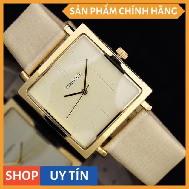 [HÀNG CHÍNH HÃNG] Đồng hồ nữ EVERYONE mặt vuông dây da cao cấp size 36mm ( ảnh thật dưới cuối)