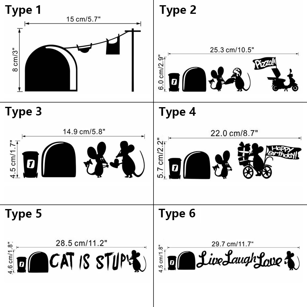 Miếng dán tường hình hang chuột dùng trang trí cầu thang góc tường độc đáo DIY