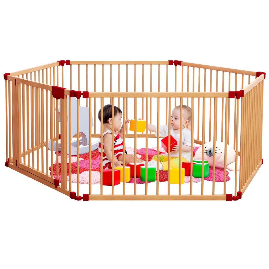 Nôi cũi gỗ cho bé Playpen 6 cánh - PLAYPEN5D