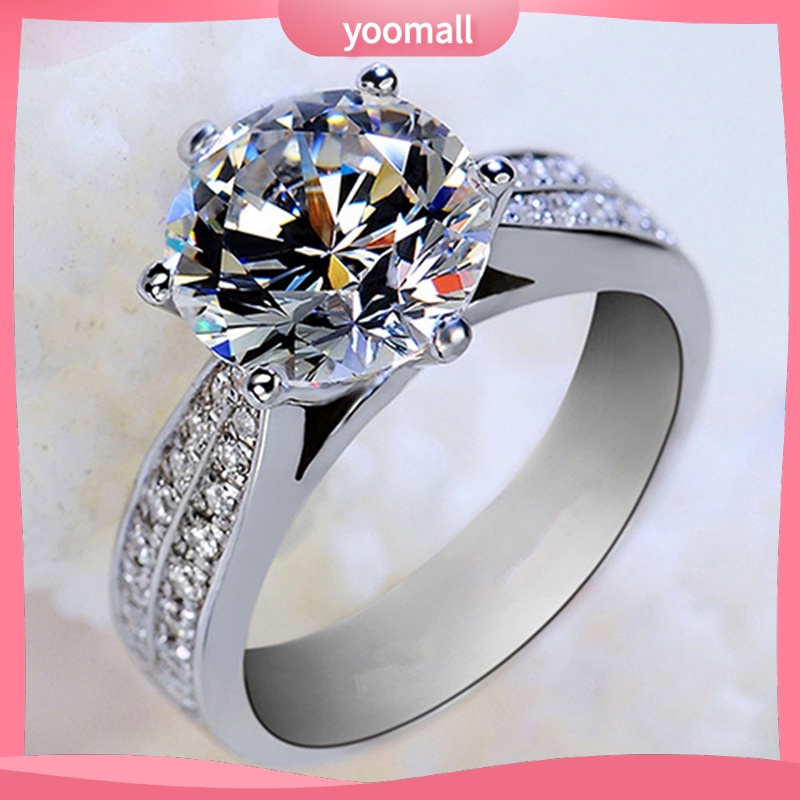 Nhẫn đeo ngón tay mạ bạc đính đá Zircon sang trọng