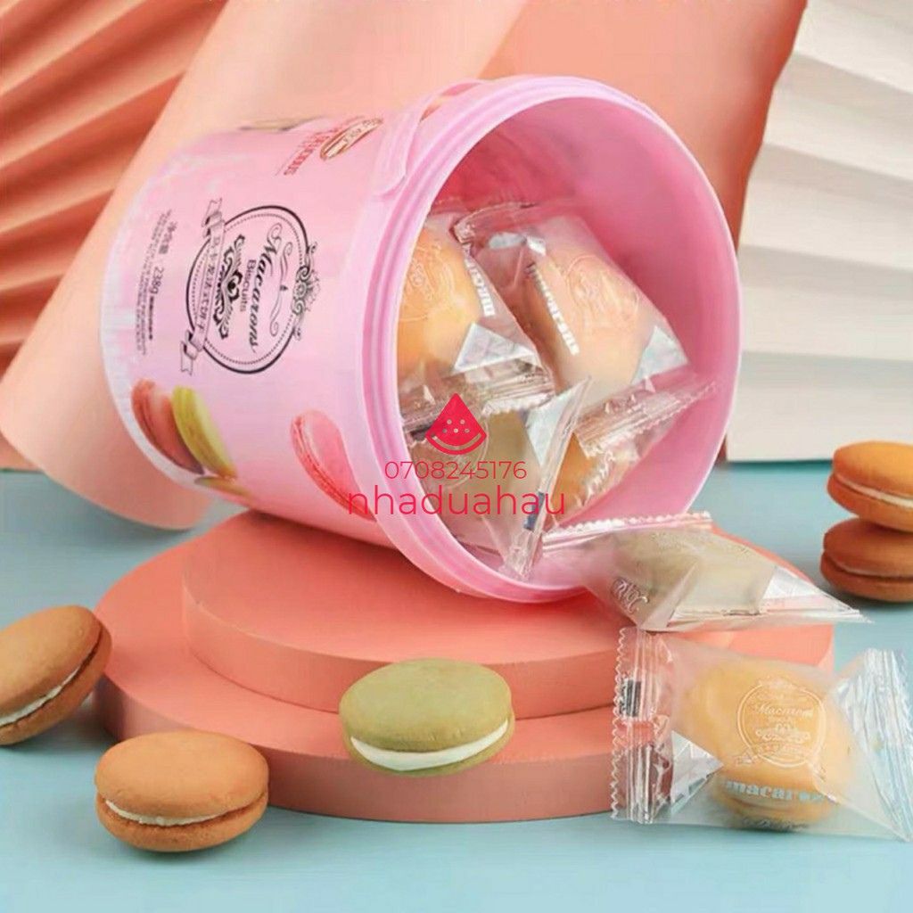 Một xô kẹo trà sữa trân châu 2 vị/ bánh macaron 2 vị hiệu BX Đài Loan 208/238g