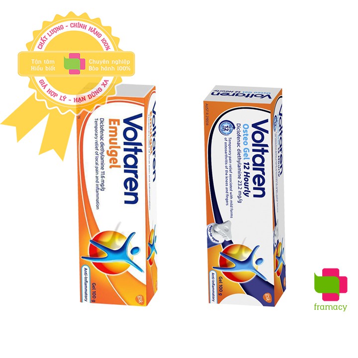 Gel bôi Voltaren Emulgel, Úc (100g) giảm đau mỏi cơ, bong gân, nhức khớp