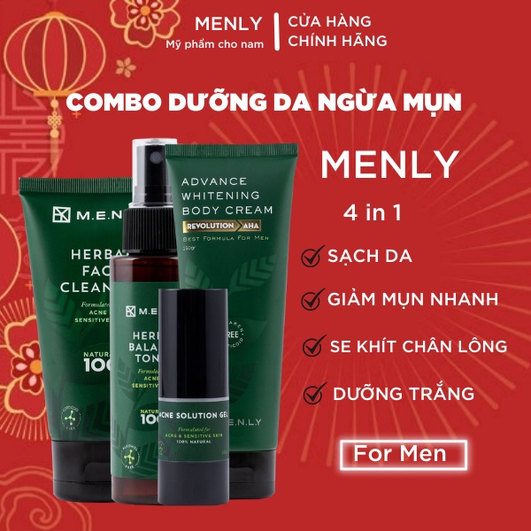 [Mã LT200 giảm 200K đơn 699K] Bộ Tứ Dưỡng Da Sạch Mụn Menly