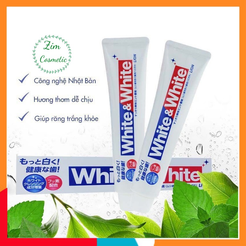 Kem đánh răng White &amp; White Nhật Lion - 150g