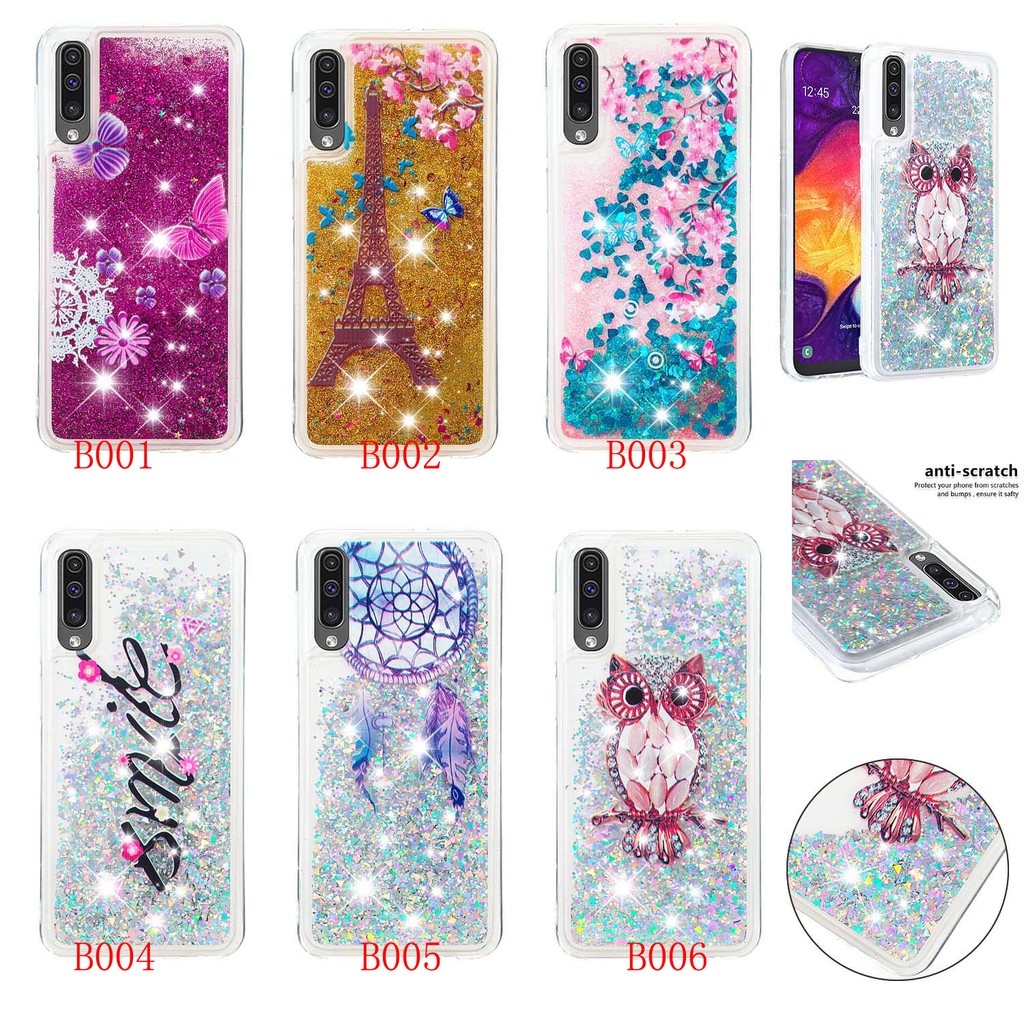 Ốp điện thoại TPU mềm chống sốc kim tuyến nước hoạ tiết tuỳ chọn cho Samsung Galaxy A50 A70 A20 A10 A30 2019