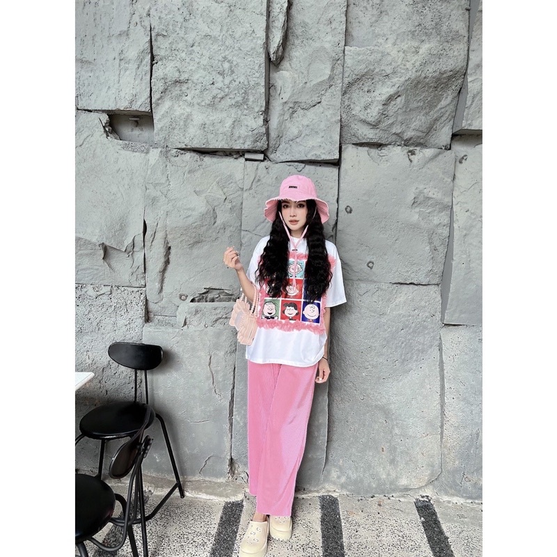 Set áo cotton Chibi phối ren quần suông gân đáng yêu