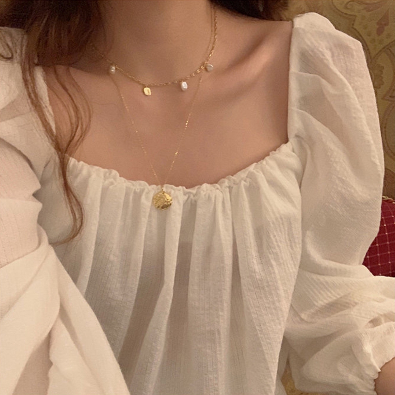 Áo Kiểu Tay Dài Phong Cách Retro Hàn Quốc Thời Trang Ngọt Ngào Cho Nữ