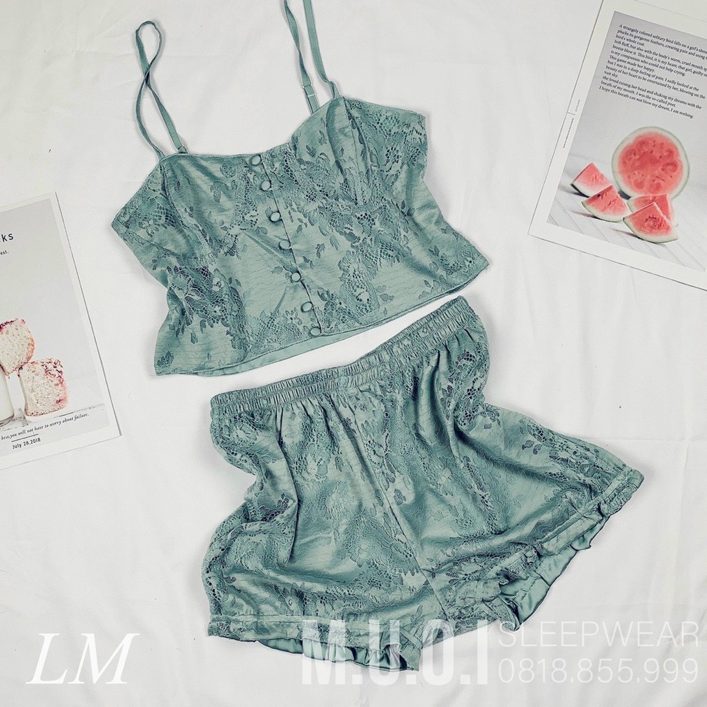 BD1-Bộ đồ ngủ hai dây ren mềm mại sexy gợi cảm mặc nhà MUỐI SLEEPWEAR QUẢNG CHÂU cao cấp - Hàng có sẵn(video+ảnh thật) | BigBuy360 - bigbuy360.vn