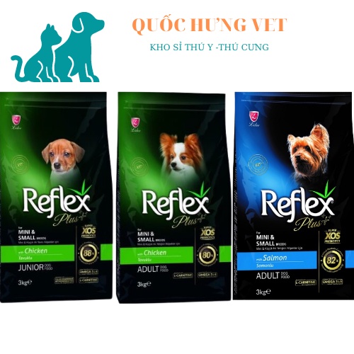 Thức ăn cho chó hạt cao cấp Reflex Plus Dog Mini Small/Medium Large bịch 3Kg