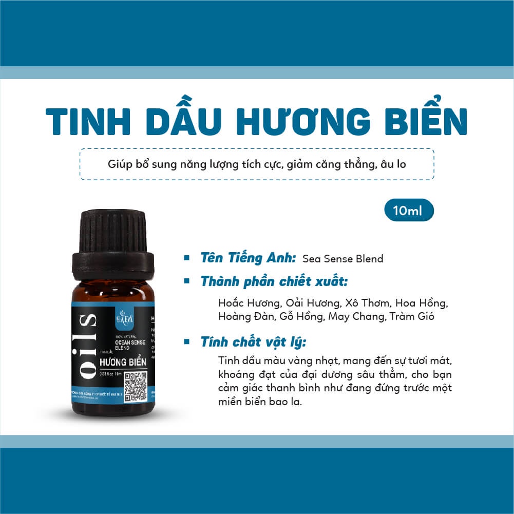 Tinh dầu xông Hương Biển Haeva Cao Cấp, 100% Thiên Nhiên, giảm căng thẳng, âu lo, giúp ngủ ngon,Chai 10ml/30m/100ml