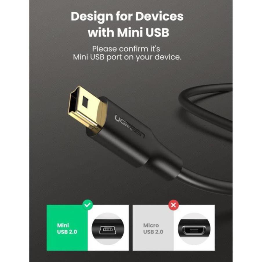 Cáp Mini USB To USB 2.0 Mạ Vàng Chính Hãng Ugreen - USB Cable IFC-400PCU - Mã 10354 - 10355 - 10385