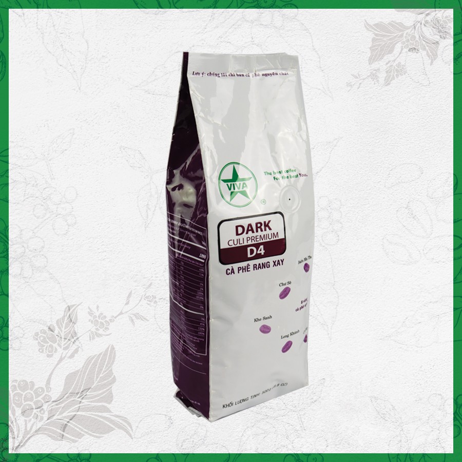 DARK 4 - Cà phê rang xay Truyền Thống Viva Star Coffee gói 500gr, 1000gr: Culi premium rang đậm