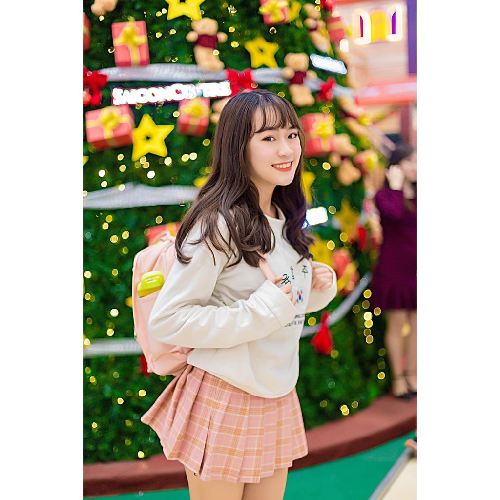 Chân váy Tennis kẻ sọc caro ngắn xếp ly xòe siêu hách chân BTK22