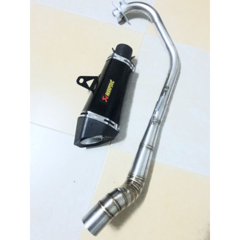 Pô Akrapovic gồm cổ 2 khúc cho xe máy.