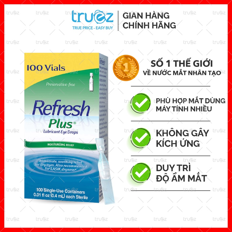 Nước mắt nhân tạo [Mỹ] Refresh Plus Lubricant Eye Drops 100 tuýp [Chính hãng]