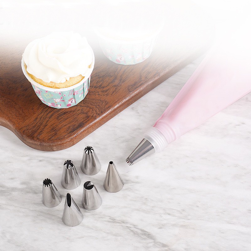 Đuôi Bắt Kem 5 Chi Tiết, Set 5 Đuôi Bắt Bông Kem Trang Trí Bánh Bằng Inox