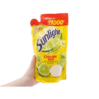 Nước rửa chén bịch 750ml, nước rửa chén Sunlight hương chanh