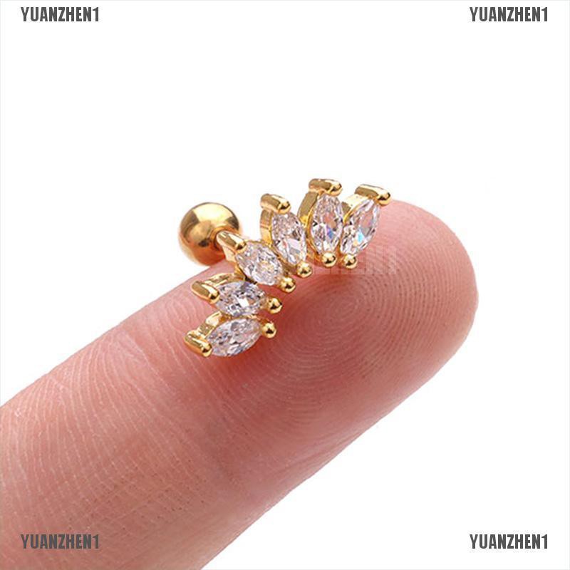 [YUANZHEN1] Khuyên Xỏ Sụn Tai Bằng Pha Lê Helix