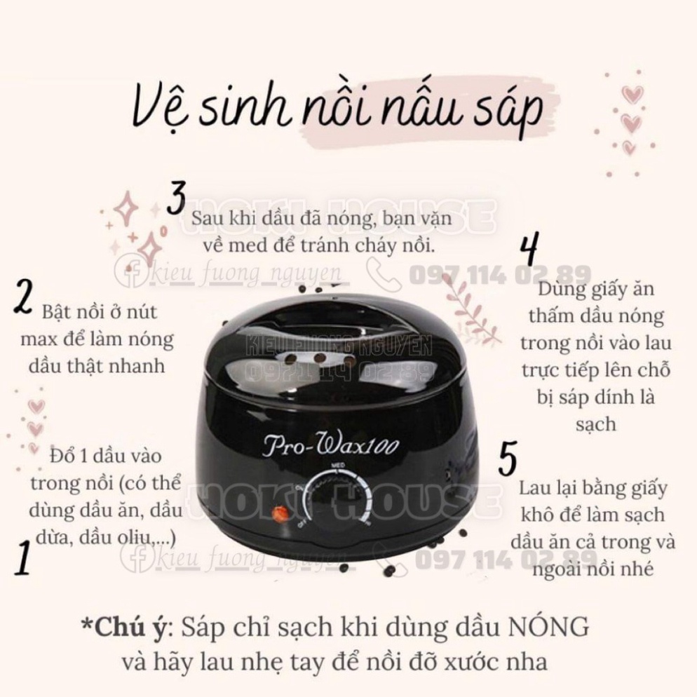 Combo Nồi Nấu Sáp Chuyên Dụng Pro 100 Kèm Wax Và Mỡ Trăn N'store Triệt Lông Vĩnh Viễn Vùng Nách Tay Chân Râu Và Bikini