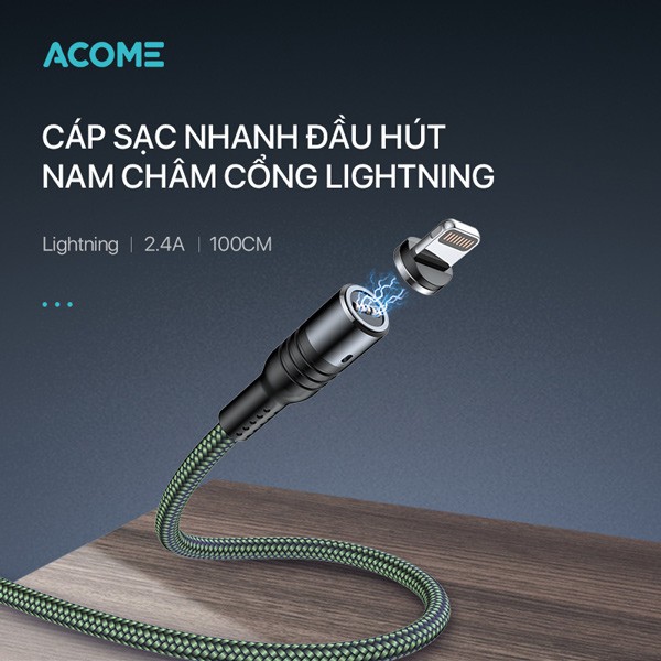 Cáp Sạc Nhanh Đầu Hút Nam Châm ACOME AXL010/ AXC010/ AXM010 Dây Dù Bền Chắc