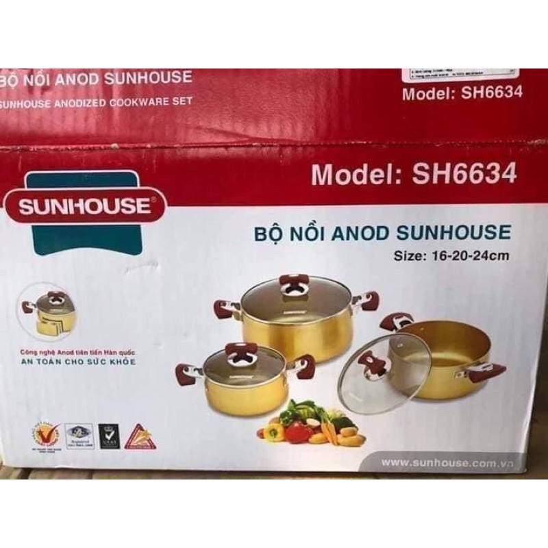 Bộ 3 nồi nhôm Sunhouse