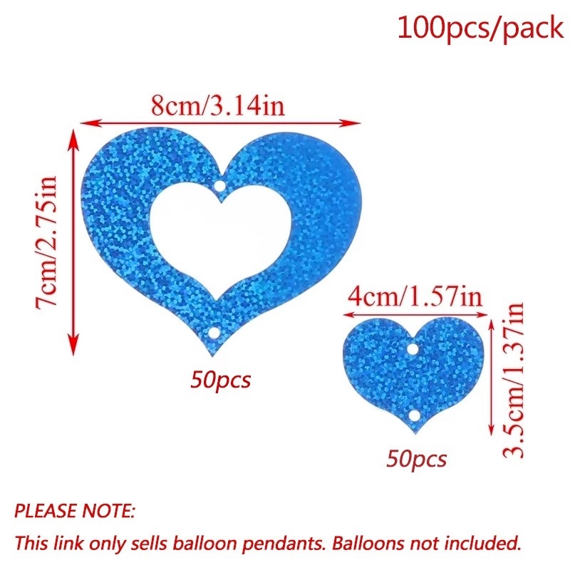 Set 100 Phụ Kiện Trang Trí Bong Bóng Hình Trái Tim Xinh Xắn
