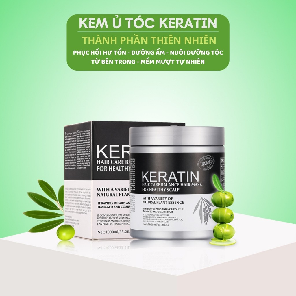 Kem ủ tóc KERATIN COLLAGEN 1000ML BRAZIL NUT - Ủ hấp tóc cân bằng KERATIN tự nhiên, hương thơm nước hoa UT08